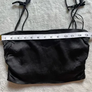 Zara Smocked Satin Bow Tie Strap Minimalist Chic Going Out Crop Party Top Small thumbnail 6