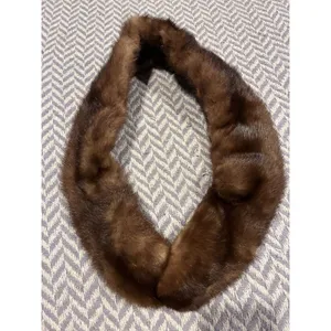 Vintage Genuine Mink Fur Collar Scarf Shawl Stole 35" Lined Light Brown Clips thumbnail 2