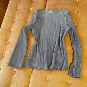 A New Day Blue Ribbed Long Sleeve Blouse thumbnail 3
