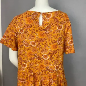 Patrons of Peace Babydoll Dress Paisley Floral Mini Women Sz Large‎ Boho Tiered thumbnail 6