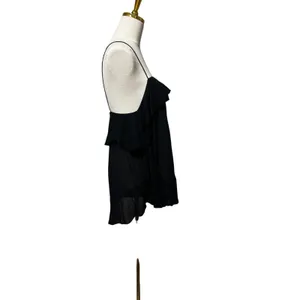 Free People Intimately Black Tiered Ruffle Cami Tank Top Size Medium thumbnail 2