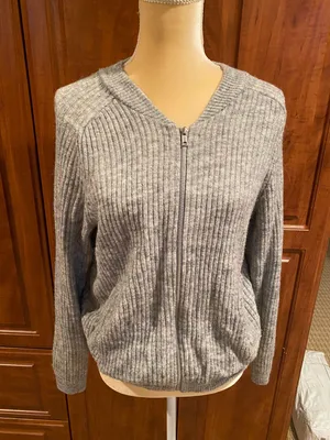 Gray Sweater Zip Up Jacket thumbnail 1
