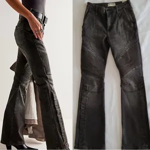 People Vector Moto Mid Rise Flare Jeans SZ 27 Stonewashed Black thumbnail 2