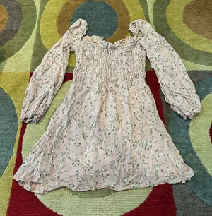 Reformation Morris Smocked Dress Melody Print Pink Floral Long Sleeves Size 8 thumbnail 1