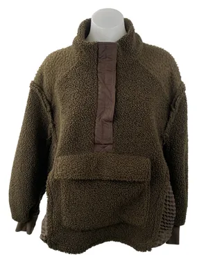 Urban Outfitters BDG Kas Sherpa Fleece Brown Mock Neck Long Sleeve Coat Jacket S thumbnail 1
