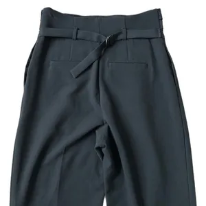 Maeve Anthropologie Trousers Navy Blue Satin Trim Pleated Size 6 thumbnail 5
