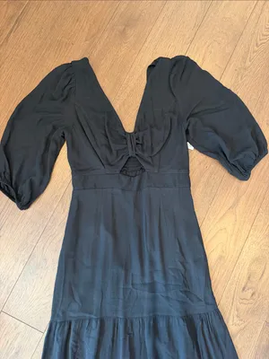 Goodthreads Black V-Neck Cutout Tiered Maxi Dress Size XS NWT - C26-037 thumbnail 3