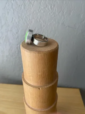 Green Silver Sea Glass estate vintage ring size 6 thumbnail 2