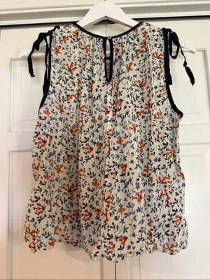 Aerie floral swing tie shoulder blouse size small thumbnail 5