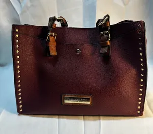 Marc New York Wine Red Tote with Gold Accent Studs thumbnail 1