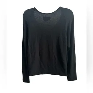 Anthropologie Long Sleeve Top Black Waffle Knit V-Neck Textured, Size Medium thumbnail 3