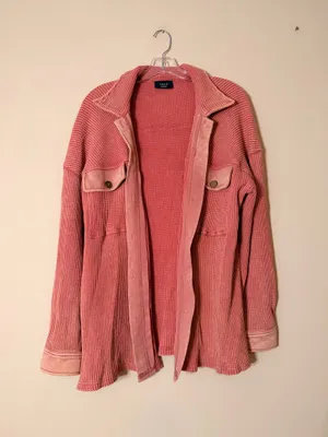 VICI Waffle Knit Shacket Pink Terracotta Oversized thumbnail 2