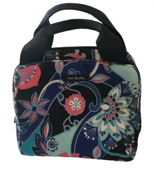 Vera Bradley Insulated Lunch Tote Box Double Handles Blue Floral Canvas Travel thumbnail 1