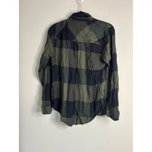 Lucky Brand Buffalo Plaid Button Down Womens Small‎ Olive Green Black Flannel thumbnail 4