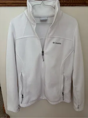 EUC Columbia White Full Zip Fleece Jacket Women’s Small Soft Cozy Lightweight thumbnail 6