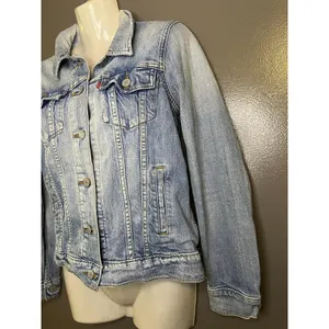 Levi's Denim Jacket Womens Small Blue Light Wash Trucker Button Front Stretch thumbnail 4