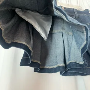 SheIn Dark Blue Pleated Denim Ultra Mini Skirt Size Medium thumbnail 3