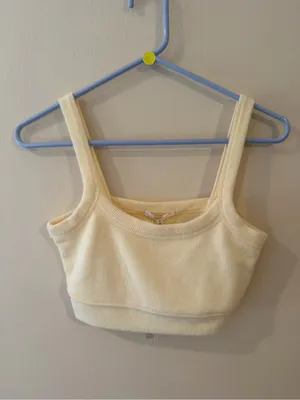 Z Supply Ribbed Square-Strap Crop Tank in Light Yellow thumbnail 2
