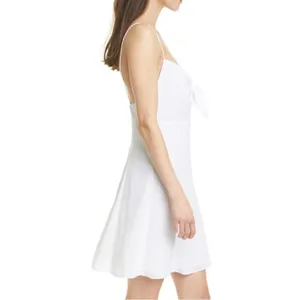 Alice + Olivia White Roe Tie Front Textured Mini Flare Slip Dress Size 12 NEW thumbnail 14