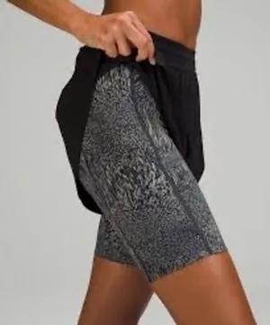 Lululemon lab Run Short 8 Black Foil Glitch Neutral 2-in-1 Athletic Shorts 4 thumbnail 1