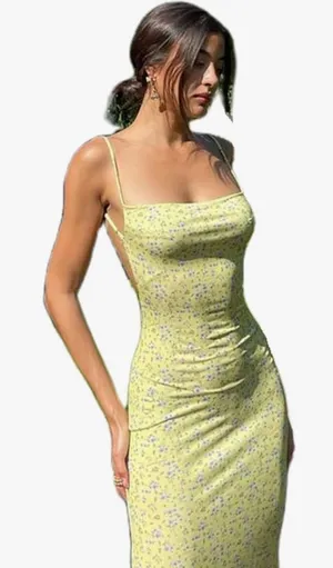 Amazon Floral Sleeveless Backless Maxi Dress (S) thumbnail 1