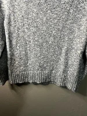 L.L. Bean Ragg Marled Fisherman Sweater Gray White Thick Knit Cabincore Petite thumbnail 8