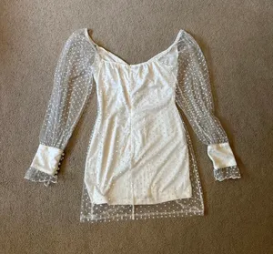 White Sheer Polka Dot Dress thumbnail 4