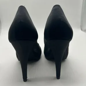 Style & Co Naveah Black Glitter Mesh Peep Toe Heels Party Sparkly Women 6.5‎ thumbnail 6
