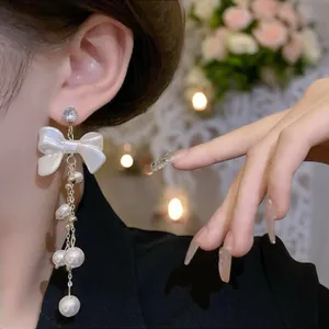 Retro Style Bow Decor‎ Faux Pearl Tassel Earrings *Fashion Earrings thumbnail 2