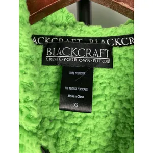Black Craft Cult Green Sherpa Fleece Full‎ Zip Hoodie Witch Pentagram Size XS thumbnail 3