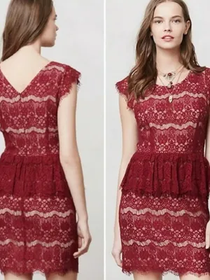 Anthropologie Maeve Elsa Lace Peplum Dress thumbnail 2