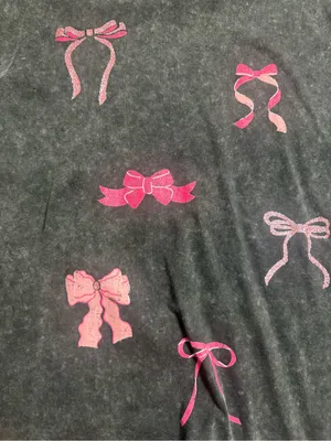 Acid wash black Short-Sleeve Tee with Pink Bow Prints thumbnail 5