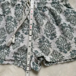 Rachel Zoe Floral Pajama Set 2 Pc Cotton Shorts Top Blue Green floral White M thumbnail 8