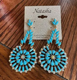 Natasha blue earrings Gold thumbnail 1