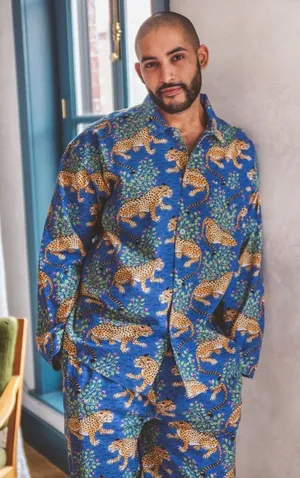 Printfresh Bagheera Men's Long Sleep Shirt Sapphire‎ Size XS thumbnail 1
