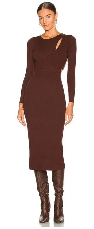 Astr Chocolate Long Sleeve Dress thumbnail 1
