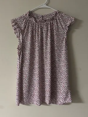 Adrianna Papell Size Medium Pink Printed Ruffle Sleeve Blouse | Lightweight Flut thumbnail 1