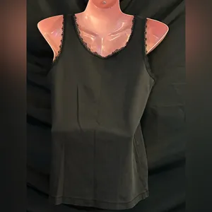 Jones New York Sport Lace Trim Black Tank Top Camisole SM thumbnail 2