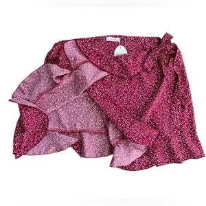 Naggoo Fuchsia Mini Wrap Skirt with Ruffle Hem thumbnail 4