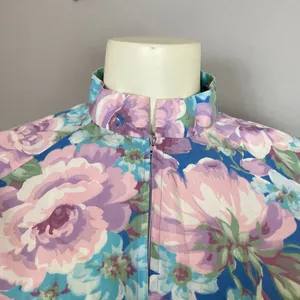 Vintage Handmade Housedress Floral Dress Purple Blue‎ Zip-Front Stand-Up Collar thumbnail 8