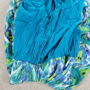 Vintage Notations A-line Skirt Womens L Blue Boho Watercolor Tiered Flowy Hippie thumbnail 14
