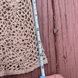 Boho crochet knit top size xs/s lightweight tan colored thumbnail 8