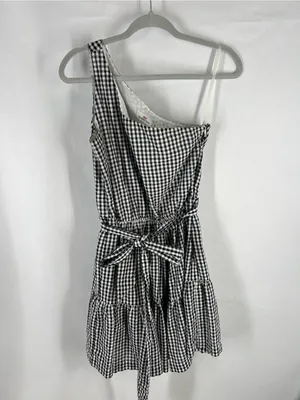Vineyard Vines Black & White Gingham One-Shoulder Dress thumbnail 2