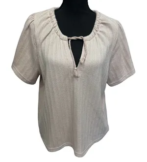Madewell Women's Size M Medium Pointelle Tie Neck Tunic Avalon Pink‎ Top thumbnail 1