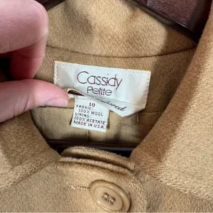 vintage Cassidy hand tailored 100% wool trench coat size‎ 10 P tan minimalist thumbnail 3