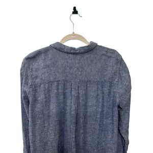 GAP Womens Blue Linen Blend Chambray Style Long Sleeve Button Down Shirt Large thumbnail 11