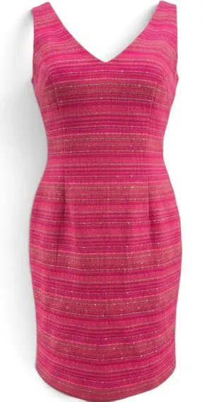 Lilly Pulitzer Dress Womens 2 Shift Hot Pink Gold Metallic Tweed EUC thumbnail 1