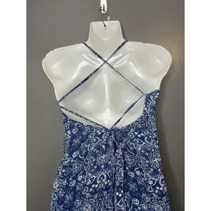 Lulus Dress Womens Medium Blue Paisley Slip Maxi Backless Strappy Sundress thumbnail 7