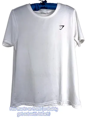 Gymshark White Training T-shirt crewneck short sleeve active casual top logo L thumbnail 6