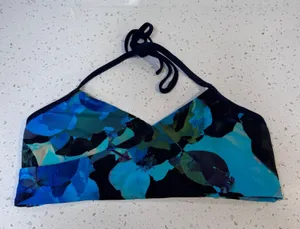 Athleta Womens Blue Green Floral Halter Bikini Swim Top Size‎ S 213462-00 thumbnail 1